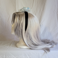Deluxe Rose Headband Blue and White Lace - Thumbnail 5