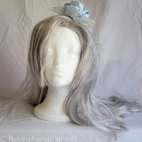 Deluxe Rose Headband Blue and White Lace - Thumbnail 2