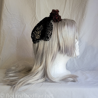 Maroon and black lace veil 