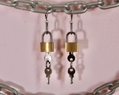 Bondage To-Go Lock Earrings