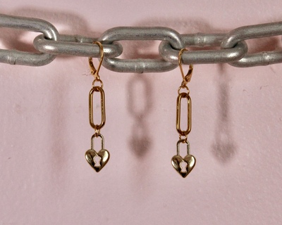 Mini Heart Lock Earrings