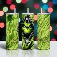 Grinch Eww People Tumbler 20oz | Funny Antisocial Skinny Tumbler with Straw | Sarcastic Introvert Gift | Insulated Travel Cup | Free Ship - Thumbnail 1