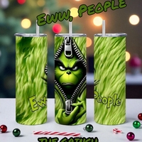 Grinch Eww People Tumbler 20oz | Funny Antisocial Skinny Tumbler with Straw | Sarcastic Introvert Gift | Insulated Travel Cup | Free Ship - Thumbnail 3