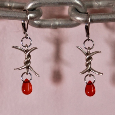 Barbed wire dangle earrings