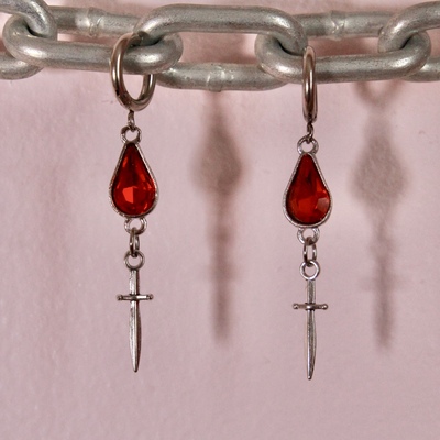 Bl**d drop dagger earrings 