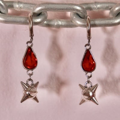 Bl**d drop flail earrings 