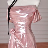 Pink Fashion Long Satin Mermaid Slim Fit Evening Dress Birthday Party Dress - Thumbnail 4