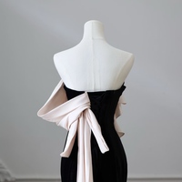 Sexy Black Evening Dresses Trumpet / Mermaid Strapless Sleeveless Backless Floor-Length / Long Evening Party Formal Dresses - Thumbnail 4