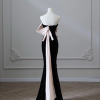 Sexy Black Evening Dresses Trumpet / Mermaid Strapless Sleeveless Backless Floor-Length / Long Evening Party Formal Dresses - Thumbnail 5