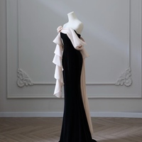 Sexy Black Evening Dresses Trumpet / Mermaid Strapless Sleeveless Backless Floor-Length / Long Evening Party Formal Dresses - Thumbnail 1