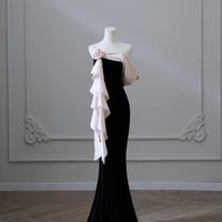 Sexy Black Evening Dresses Trumpet / Mermaid Strapless Sleeveless Backless Floor-Length / Long Evening Party Formal Dresses - Thumbnail 2