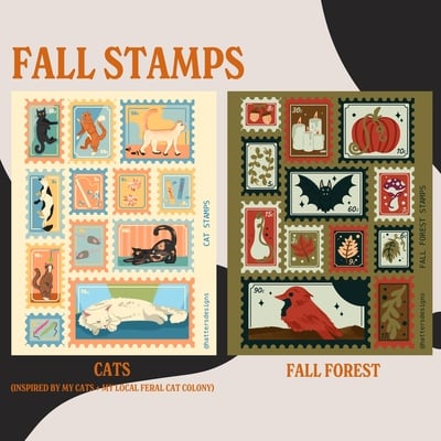 Fall stamp stickers