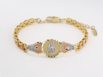 Tri-Color Virgin Mary Bracelet – Elegant Religious Jewelry