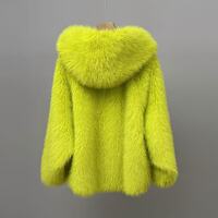 Eco-friendly fur imitation fox fur hooded coat furry warm coat - Thumbnail 1