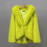 Eco-friendly fur imitation fox fur hooded coat furry warm coat - Thumbnail 2