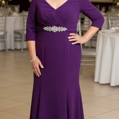 Elegant plus size purple mother of bride /groom dresses evening formal gown