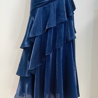 Sweet Spaghetti Strap Sheath Tulle Birthday Dresses, Navy Blue Formal Evening Dresses - Thumbnail 3
