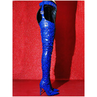 Blue Snakeskin Chaps Boots - Thumbnail 4
