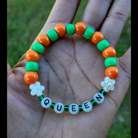 FAMU QUEEN 👑🧡💚 GLOW IN THE DARK ALPHABET BRACELET🐍🐍🧡💚 READY-MADE🎨⏳️ By Nubian Collection Artwear 👑 - Thumbnail 6