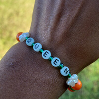 FAMU QUEEN 👑🧡💚 GLOW IN THE DARK ALPHABET BRACELET🐍🐍🧡💚 READY-MADE🎨⏳️ By Nubian Collection Artwear 👑 - Thumbnail 8