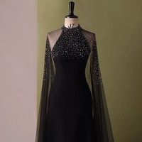 Chic / Beautiful Black Rhinestone Prom Dresses A-Line / Princess Scoop Neck Sleeveless Floor-Length / Long Prom Formal Dresses - Thumbnail 1