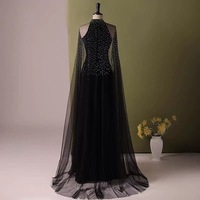 Chic / Beautiful Black Rhinestone Prom Dresses A-Line / Princess Scoop Neck Sleeveless Floor-Length / Long Prom Formal Dresses - Thumbnail 3