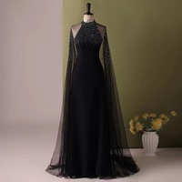 Chic / Beautiful Black Rhinestone Prom Dresses A-Line / Princess Scoop Neck Sleeveless Floor-Length / Long Prom Formal Dresses - Thumbnail 2