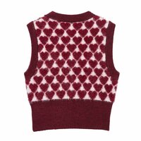 Single-breasted heart-pattern jacquard-knit vest - Thumbnail 2