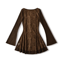 Lace U-neck single-breasted A-line waist slim dress - Thumbnail 2