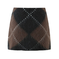 Retro Temperament Casual Knitted Mini Plaid Hip Skirt - Thumbnail 2