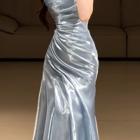 Sliver Organza Mermaid Party Dress Evening Dresses Prom Dress  Shiny A Customized - Thumbnail 2