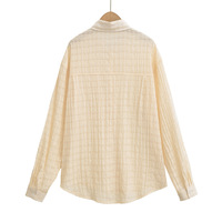 Workwear style mid-length top with a slightly transparent loose casual shirt - Thumbnail 1