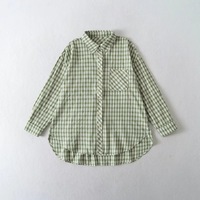 Retro classic loose plaid shirt lapel versatile lazy style casual shirt - Thumbnail 2
