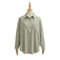 Retro classic loose plaid shirt lapel versatile lazy style casual shirt - Thumbnail 3