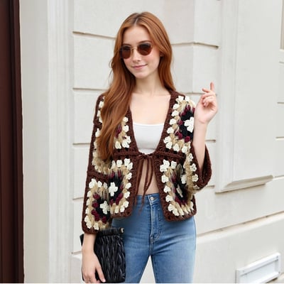 Irregular chest tie waist deep v neck thick needle hollow sweater