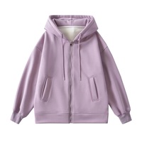 Lazy style plus velvet thickened loose hooded long-sleeved sweatshirt jacket - Thumbnail 2