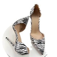 12cm sexy zebra print hollow high heels  - Thumbnail 5
