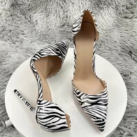 12cm sexy zebra print hollow high heels  - Thumbnail 3
