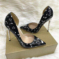 Black graffiti side high heels 12CM - Thumbnail 2
