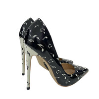 Black graffiti side high heels 12CM - Thumbnail 4