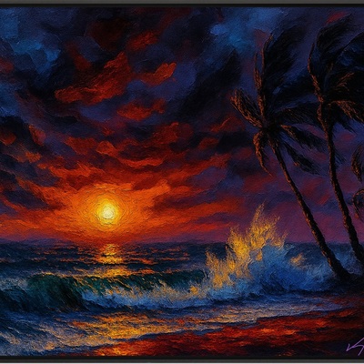 Tempest ember seascape art print