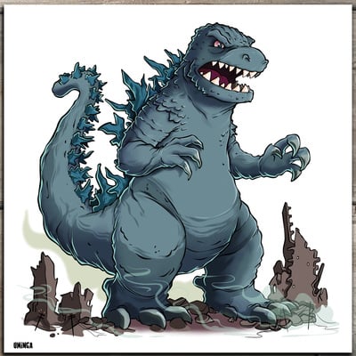 Godzilla mini-print