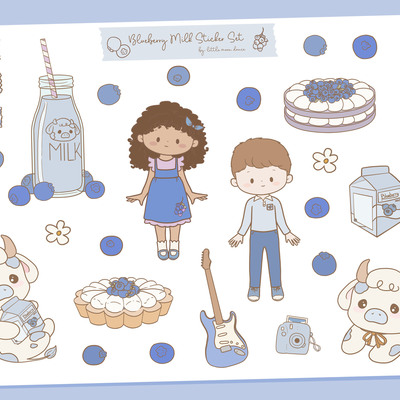 Blueberry milk sticker sheet