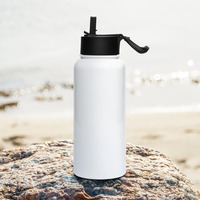 Faith Moves Mountains Stainless Steel Water bottle w/ straw lid - Thumbnail 1