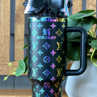 Handmade luxury Insulated Tumbler with Handle - Letter - Thumbnail 3