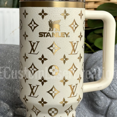 Handmade luxury insulated tumbler with handle - letter