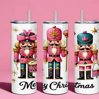 Pink Nutcracker Tumbler 20oz, Merry Christmas Insulated Mug, Free, Fast Ship Gift. - Thumbnail 3