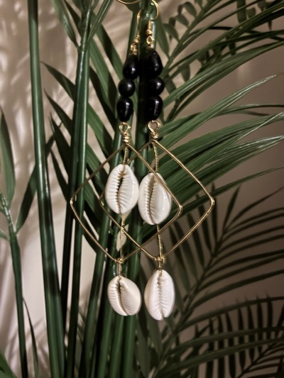 Cowrie triangle earrings
