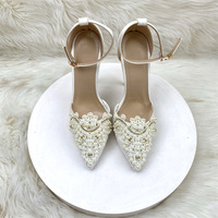 12CM pointed toe rhinestone lace buckle sandals for women - Thumbnail 2