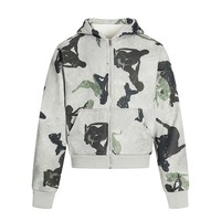 Creative all-over camouflage pattern printed cardigan hooded sweatshirt - Thumbnail 3